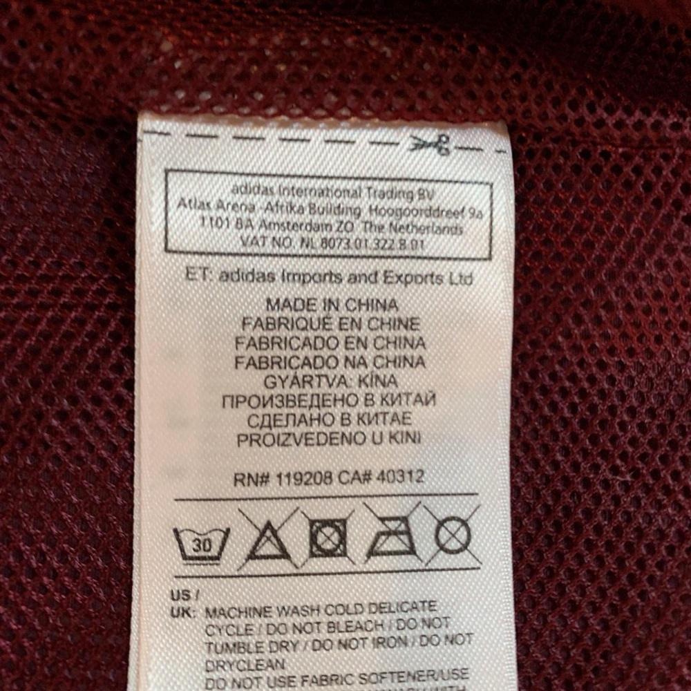 Adidas Burgundy Windbreaker Zip Up Hooded Jacket Men’s Small MSRP $120 MLS. - Picture 3 of 7